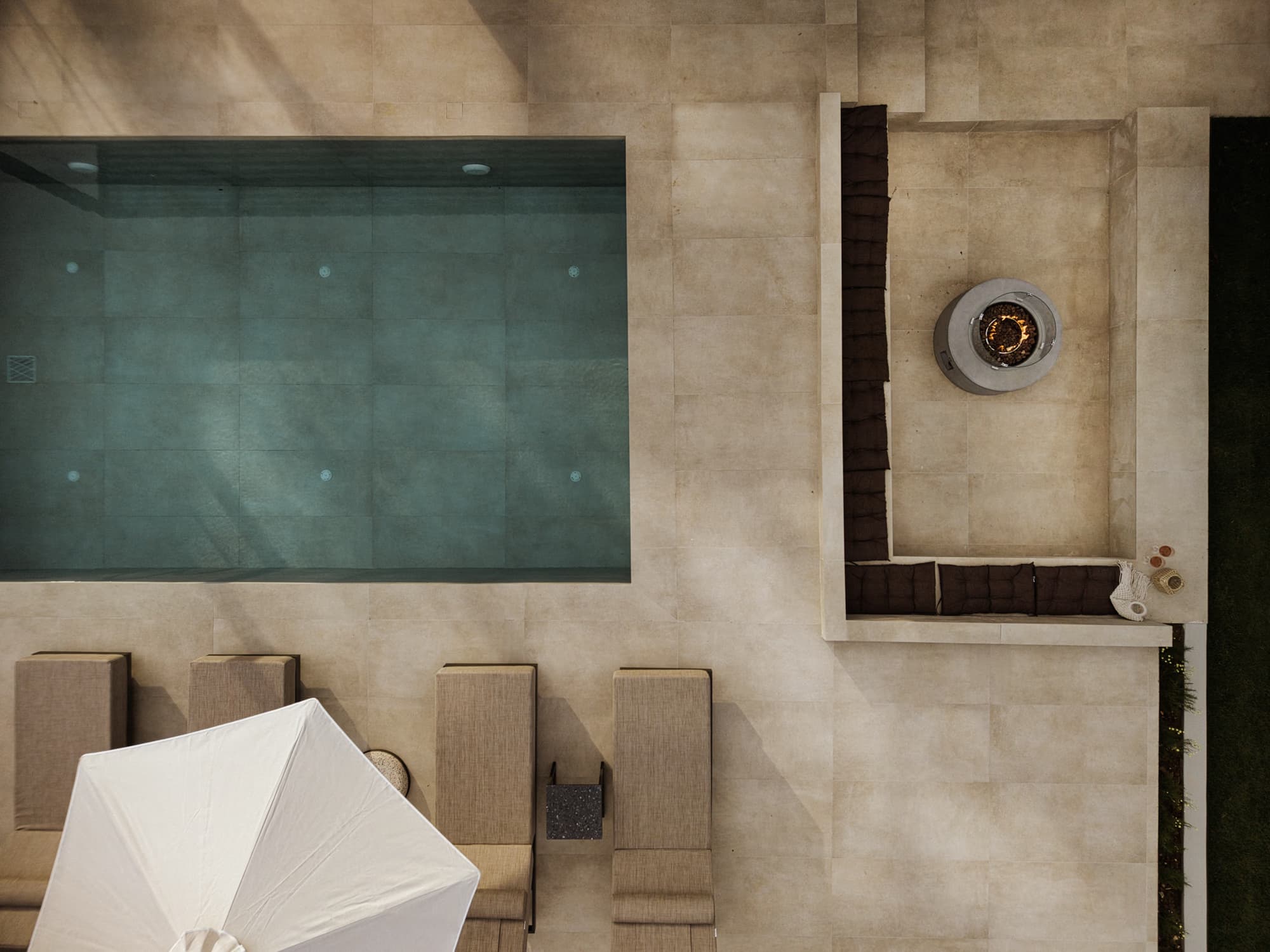 Revello Villa 1 private pool and terrace from above